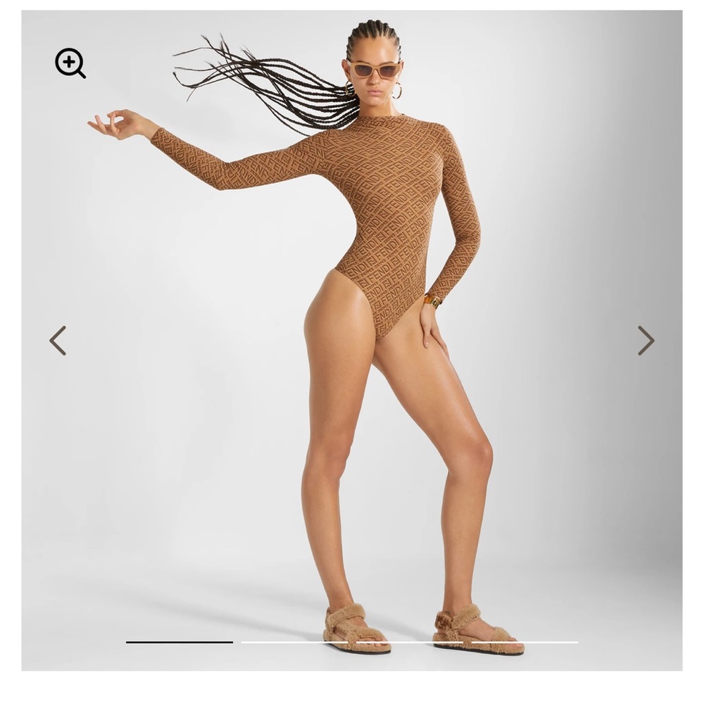 Fendi x Skims Mockneck Long Sleeve Bodysuit Size Small